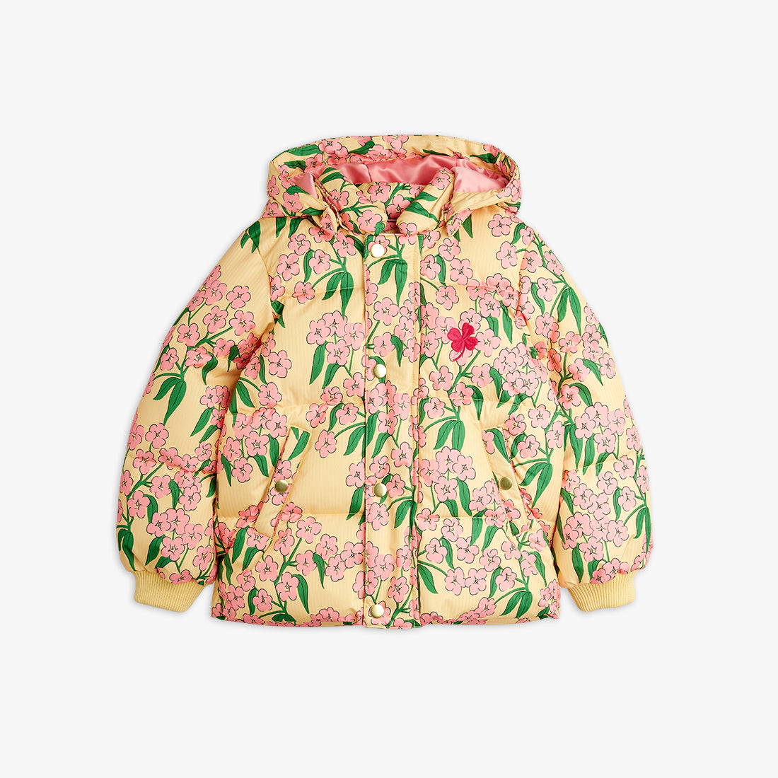 Alpine flowers hooded puffer jacket