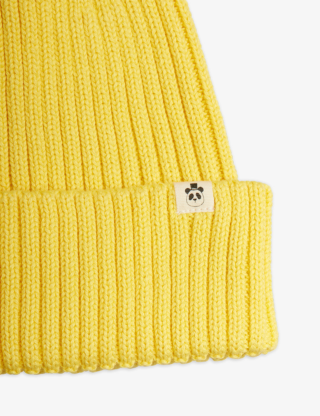Knitted rib fold up hat yellow
