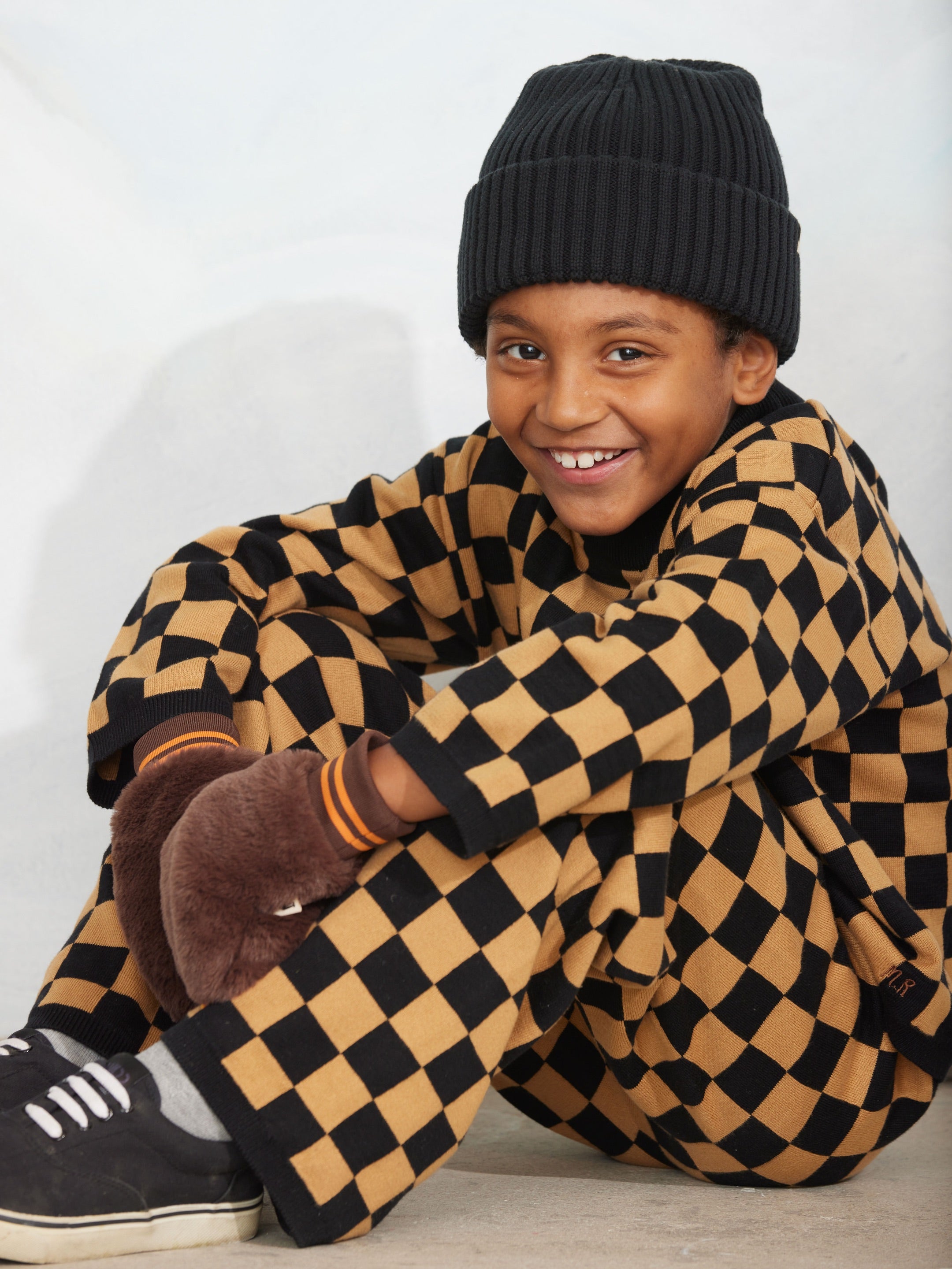 Chess check knitted sweater