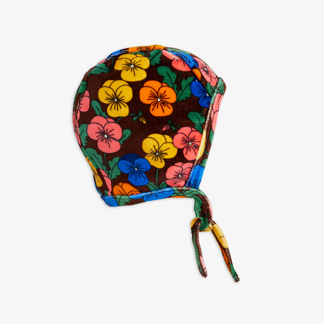 Violas all over print velour baby helmet