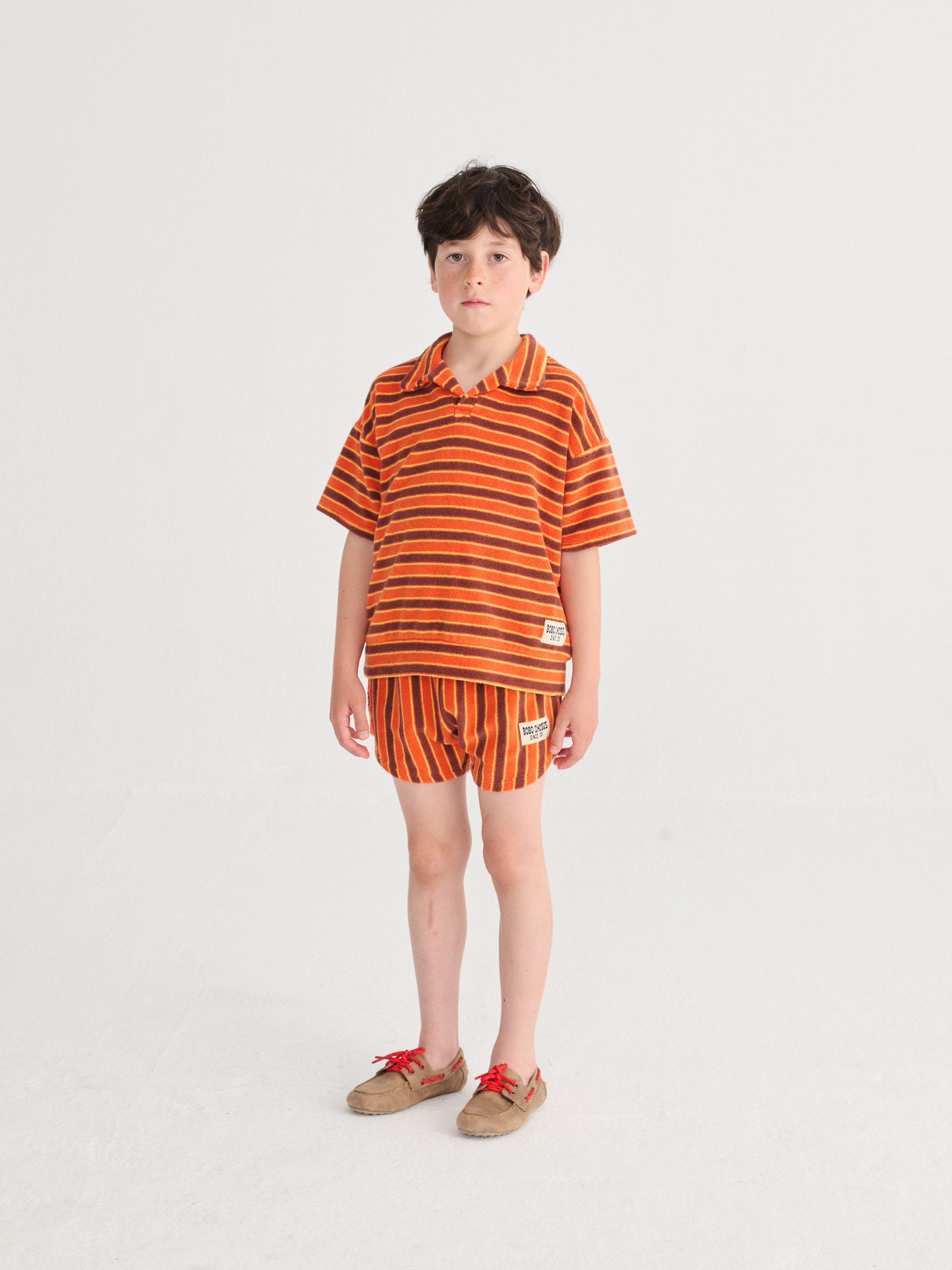 Striped Brick terry cloth shorts kids - BIG & BELG