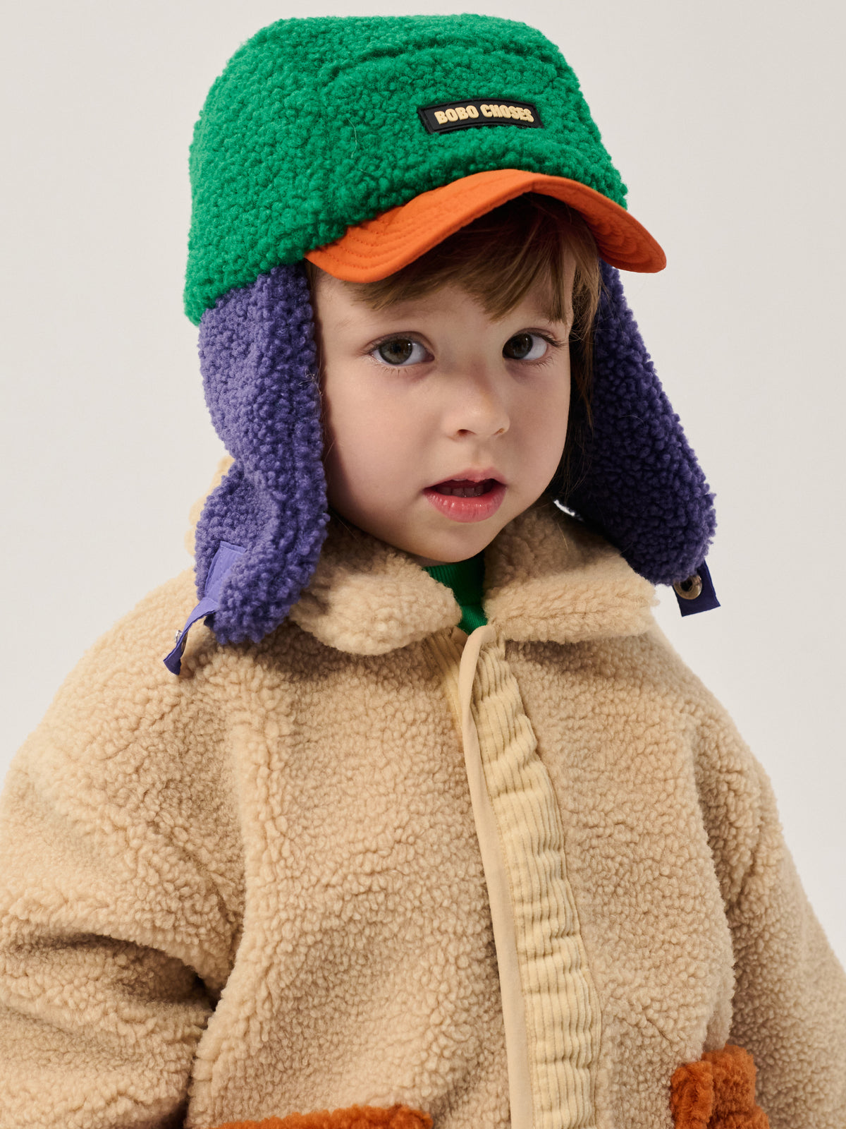 Bobo Choses color block sheepskin chapka multicolor