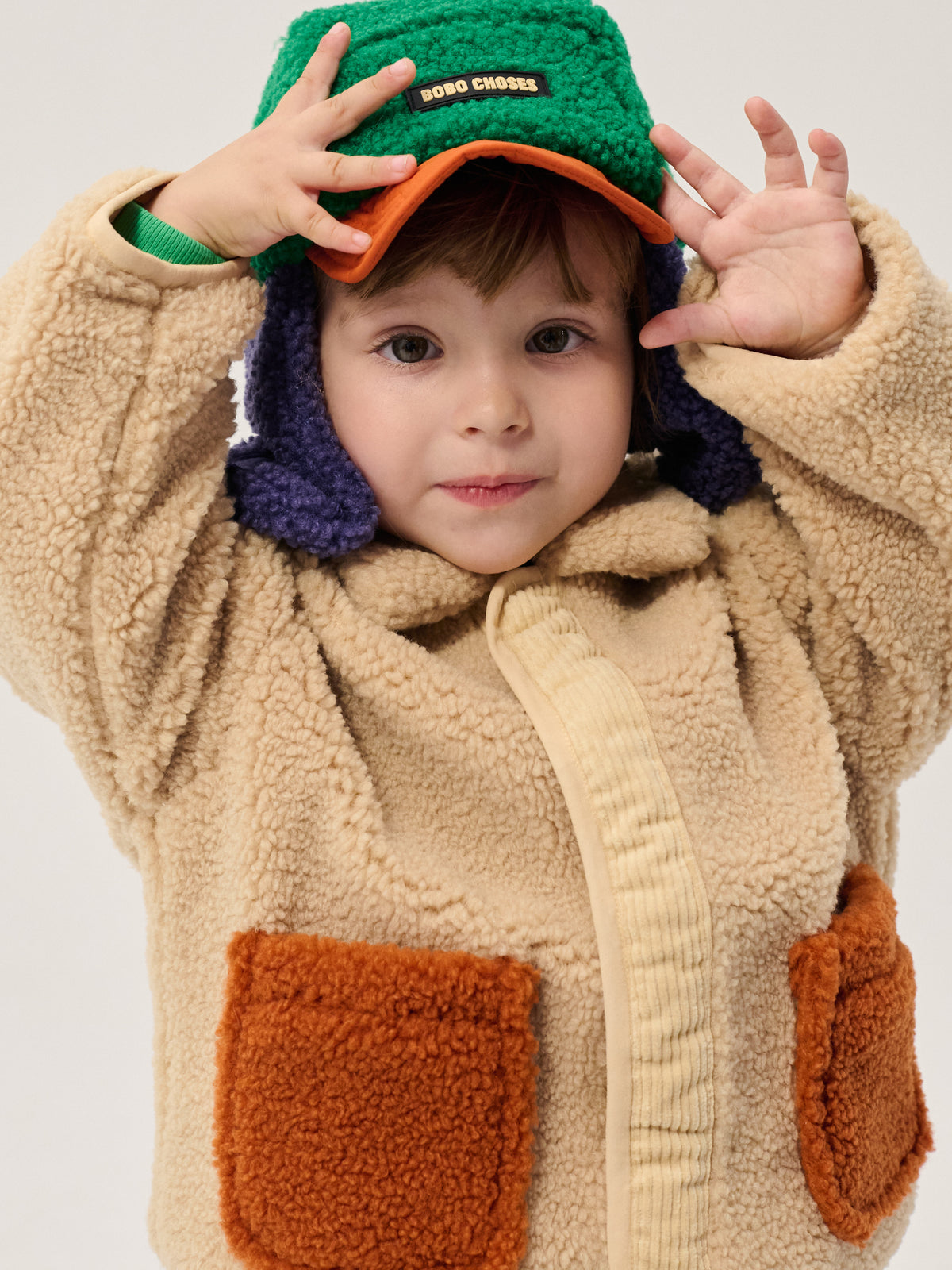 Bobo Choses color block sheepskin chapka multicolor