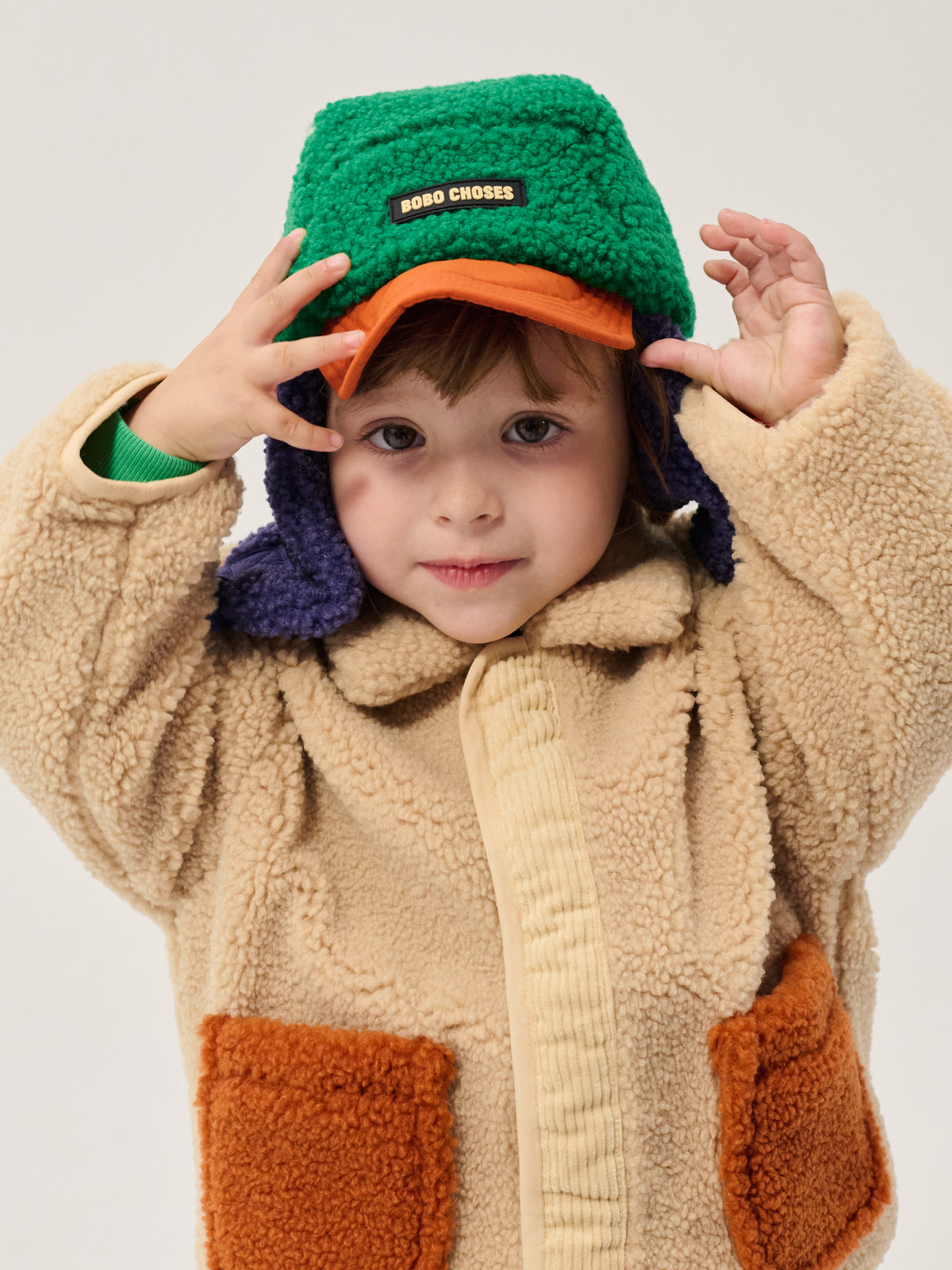 Bobo Choses color block sheepskin chapka multicolor