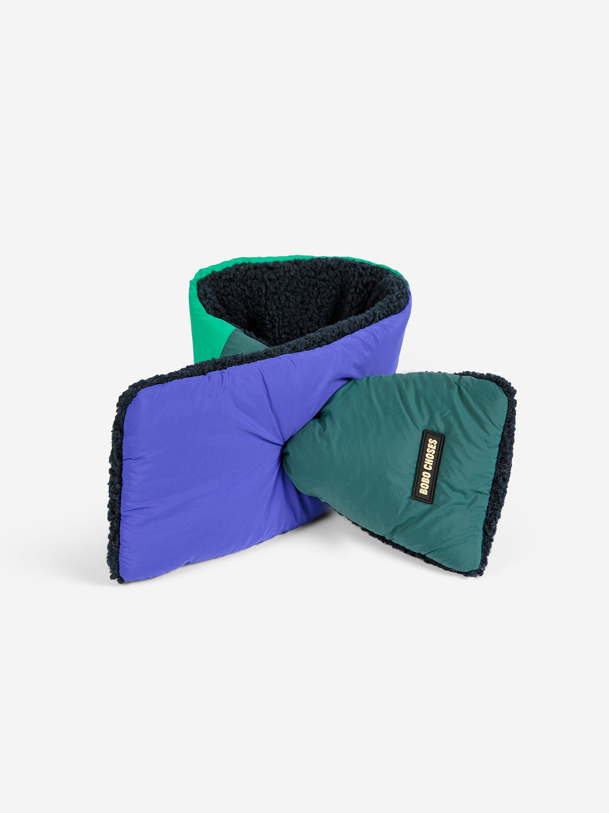 Color Block sheepskin neck warmer