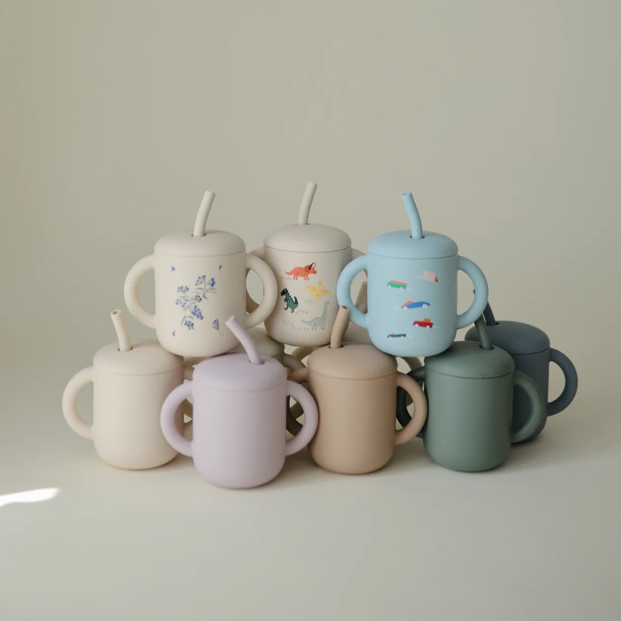 Silicone Training Cup + Straw - dried thyme