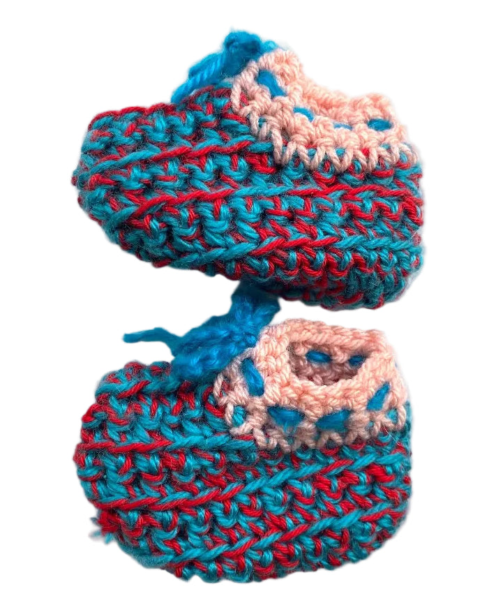 Handcrafted crochet baby booties Blue