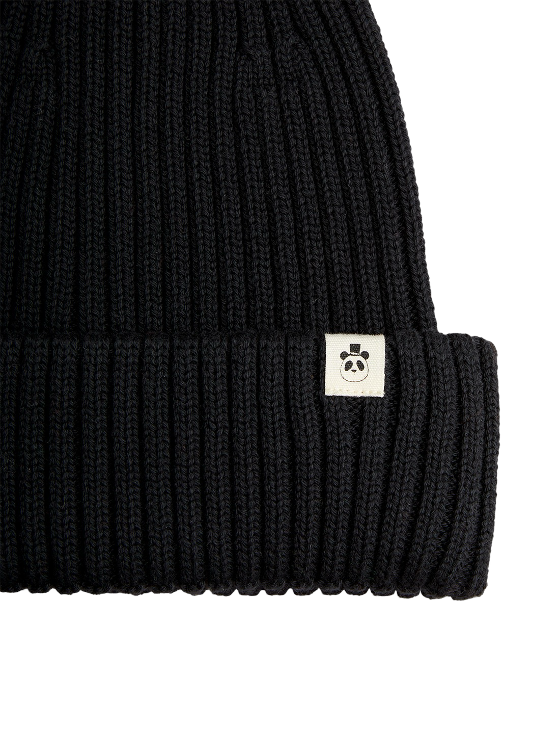 Knitted rib fold up hat black - BIG & BELG