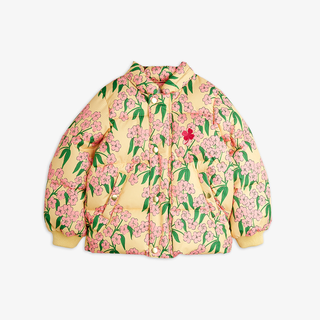 Alpine flowers hooded puffer jacket