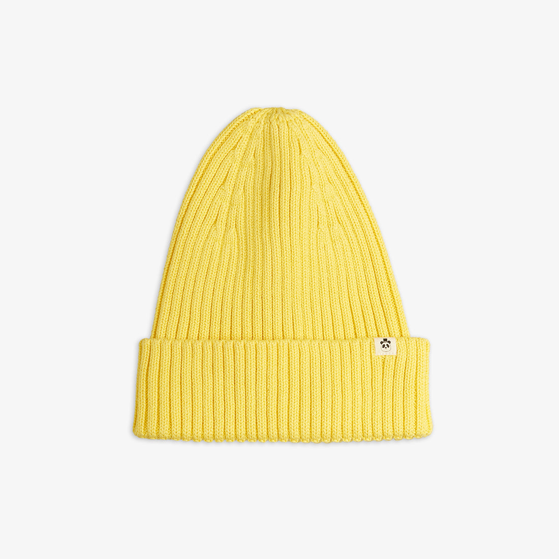 Knitted rib fold up hat yellow