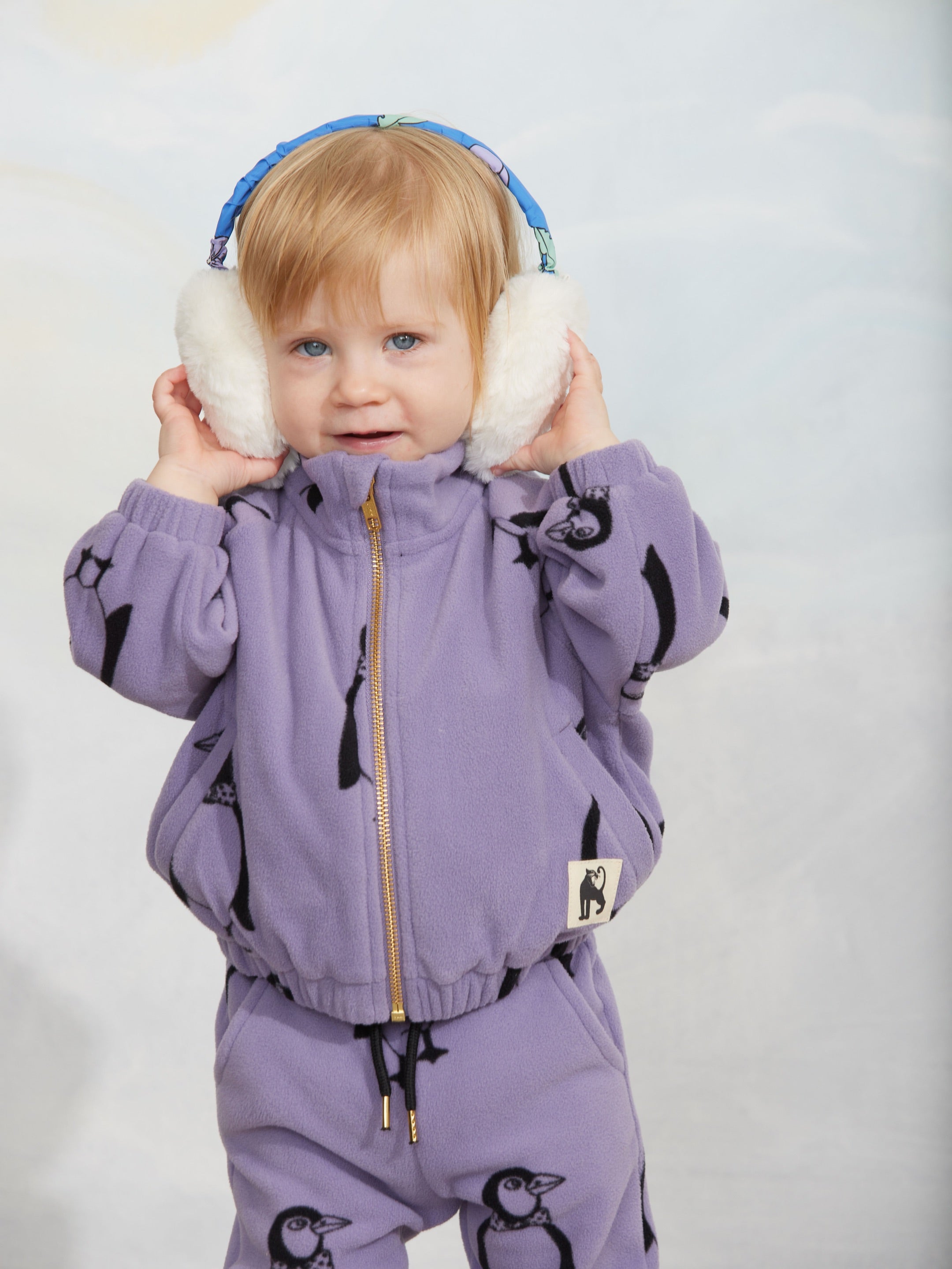 Penguin all over print fleece jacket