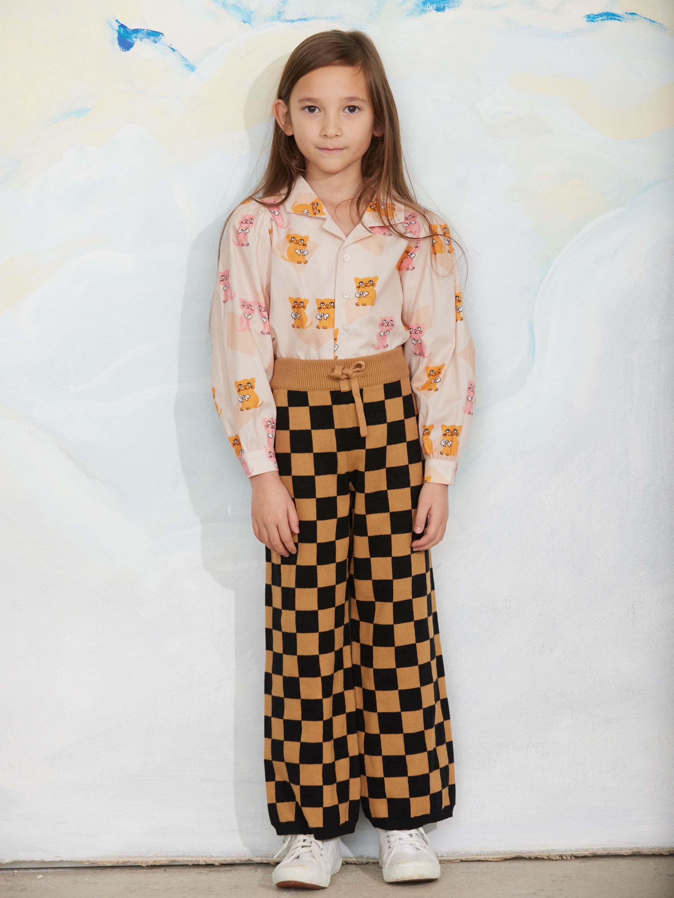 Chess check knitted trouser