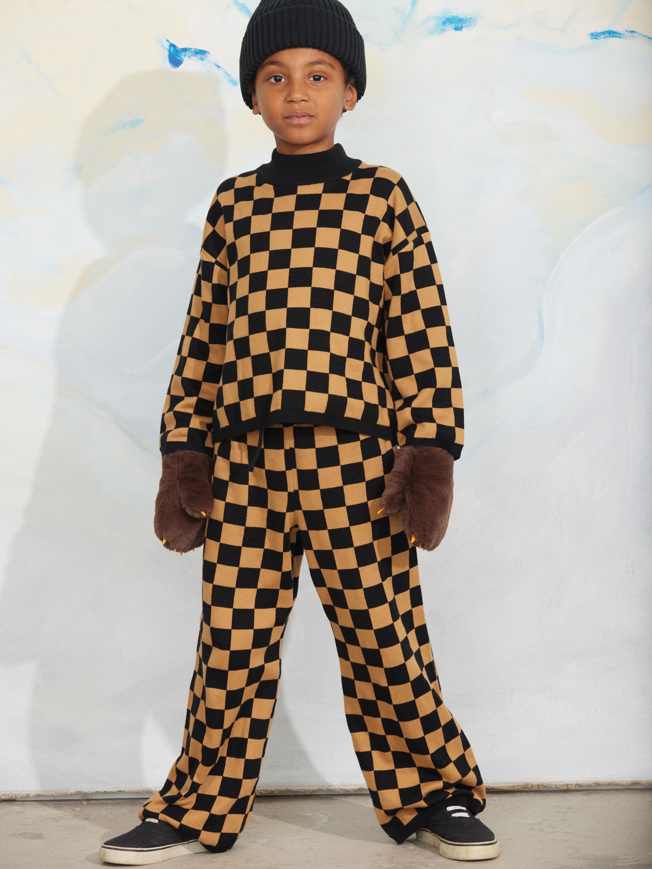 Chess check knitted sweater