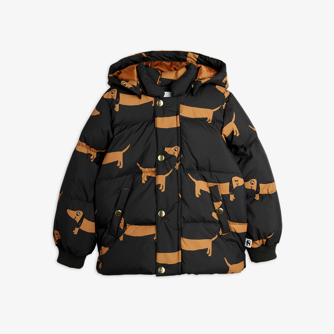 Dog all over print hooded puffer