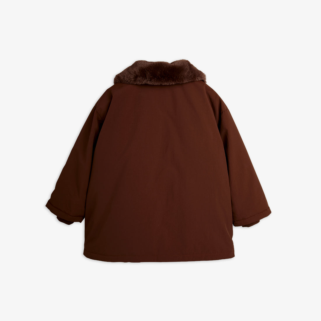 Padded nylon parka with faux fur collar