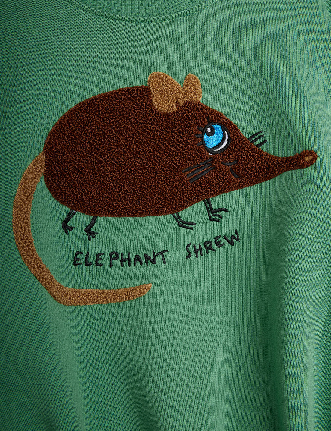 Elephant shrew chenille sweatshirt green