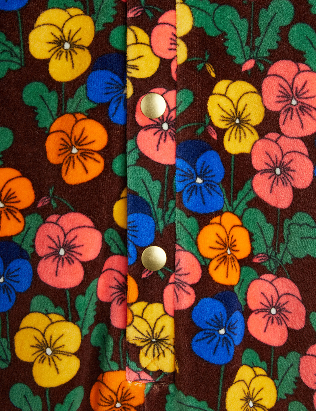 Violas all over print velour onesie