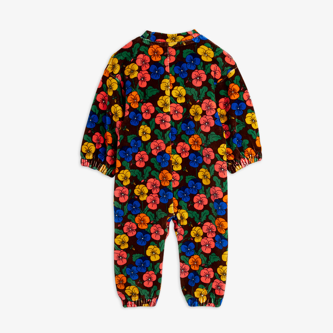 Violas all over print velour onesie