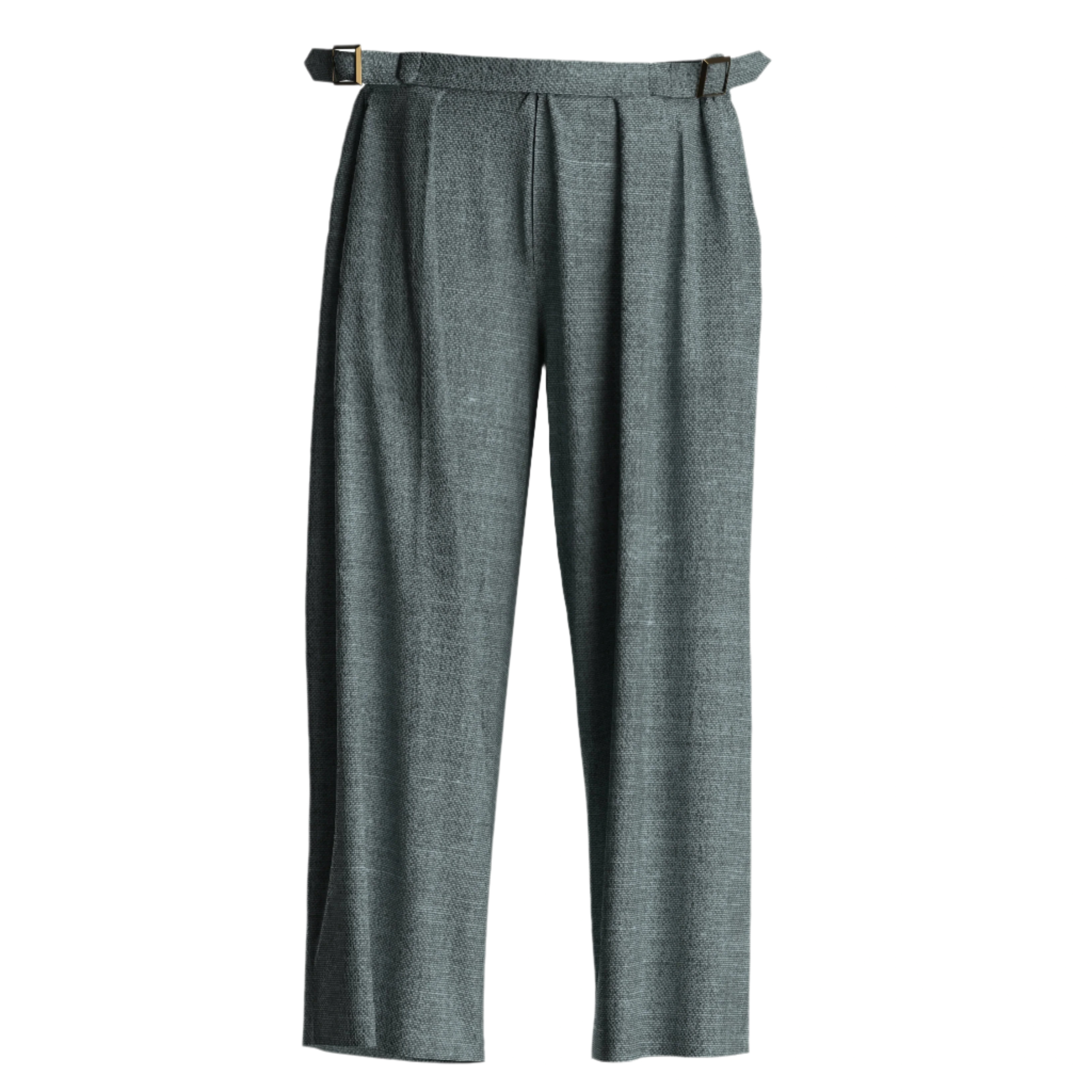 Grey childrens suit trousers with elastic waist and buckles