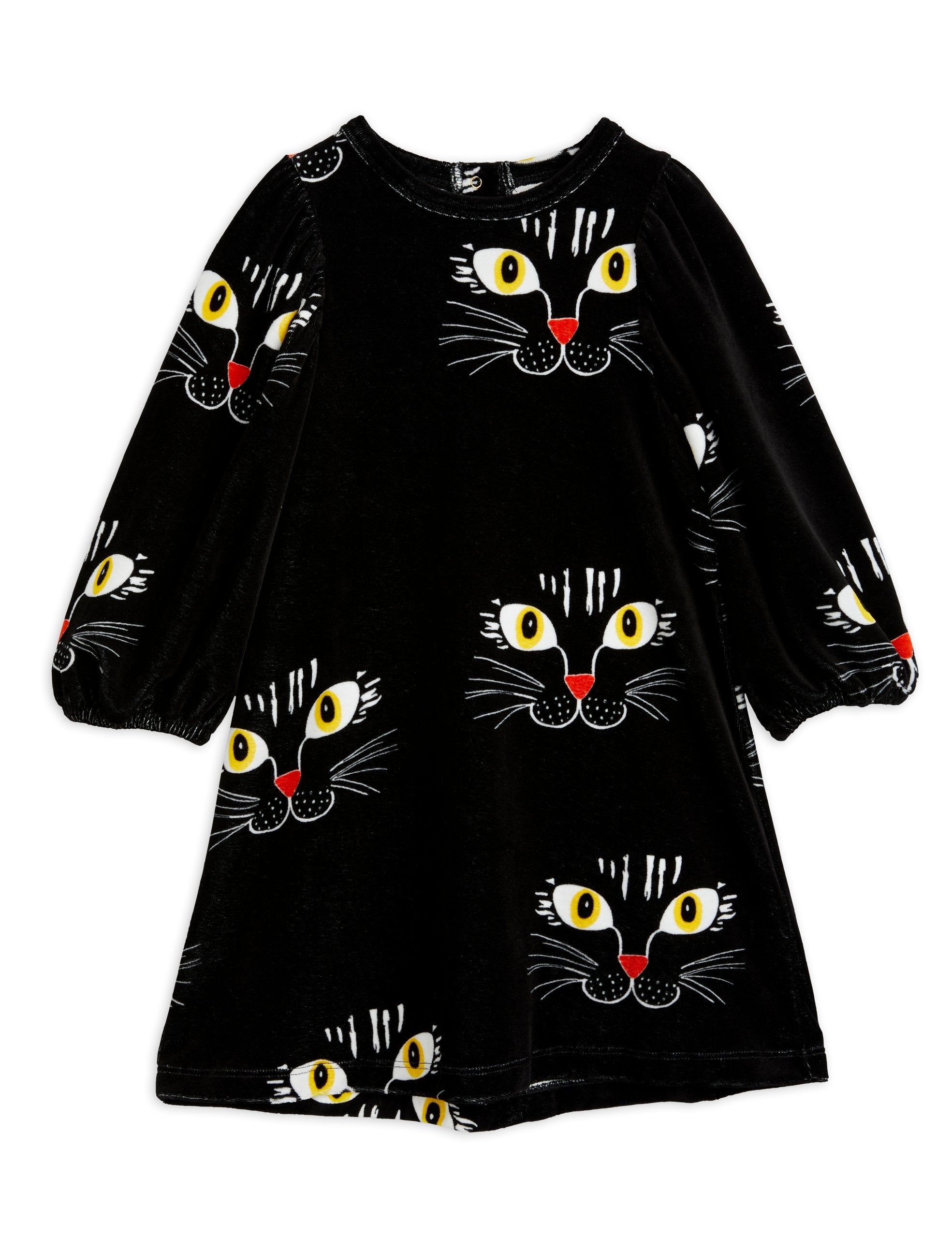 Cat face aop velour dress