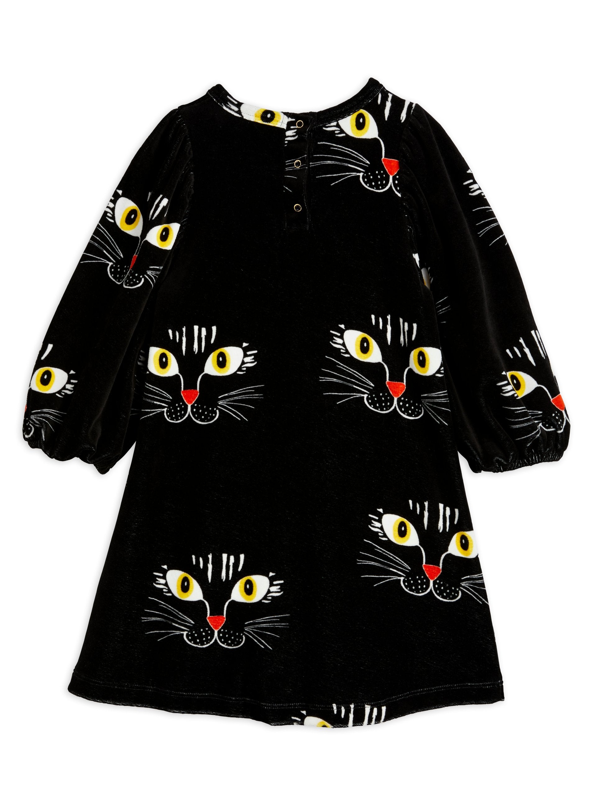 Cat face aop velour dress
