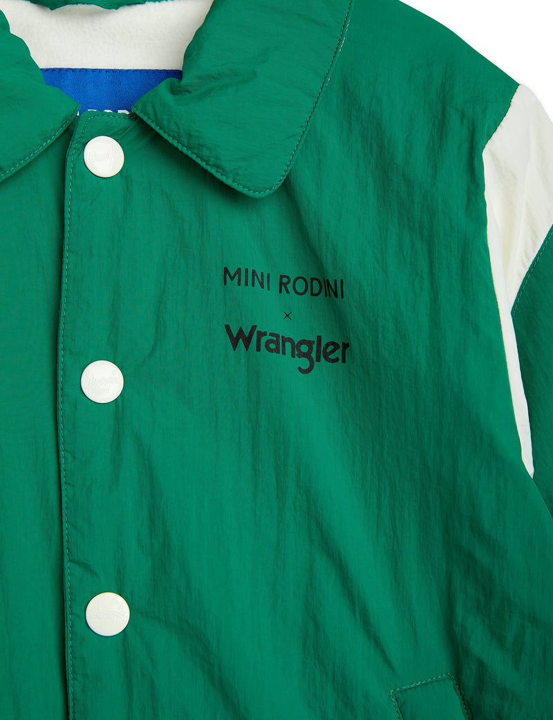 Mini Rodini MR x Wrangler Peace dove coach lined jacket green