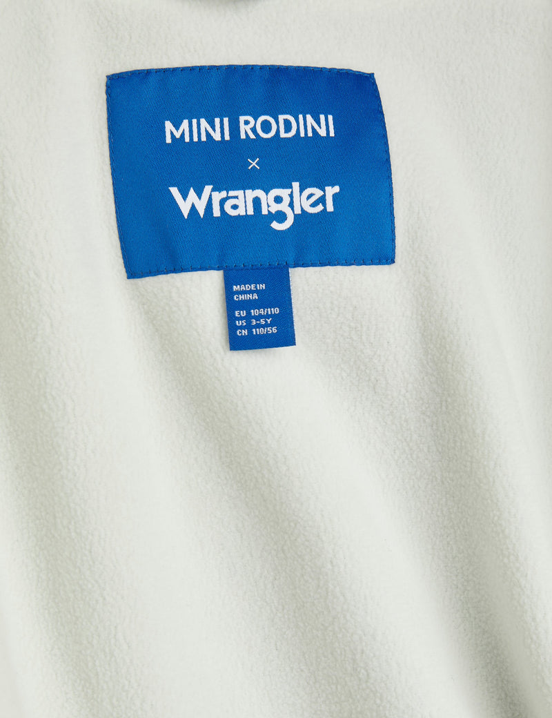 Mini Rodini MR x Wrangler Peace dove coach lined jacket green