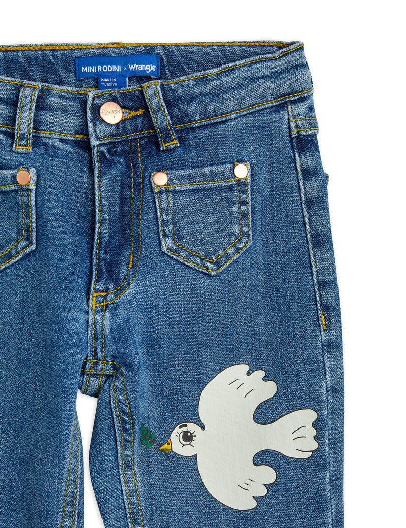 Mini Rodini MR x Wrangler Peace dove denim flared jeans