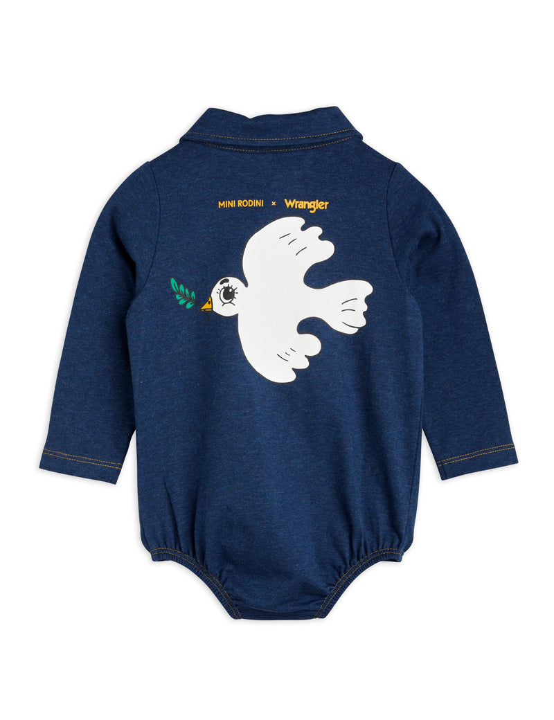 Mini Rodini MR x Wrangler Peace dove denim body