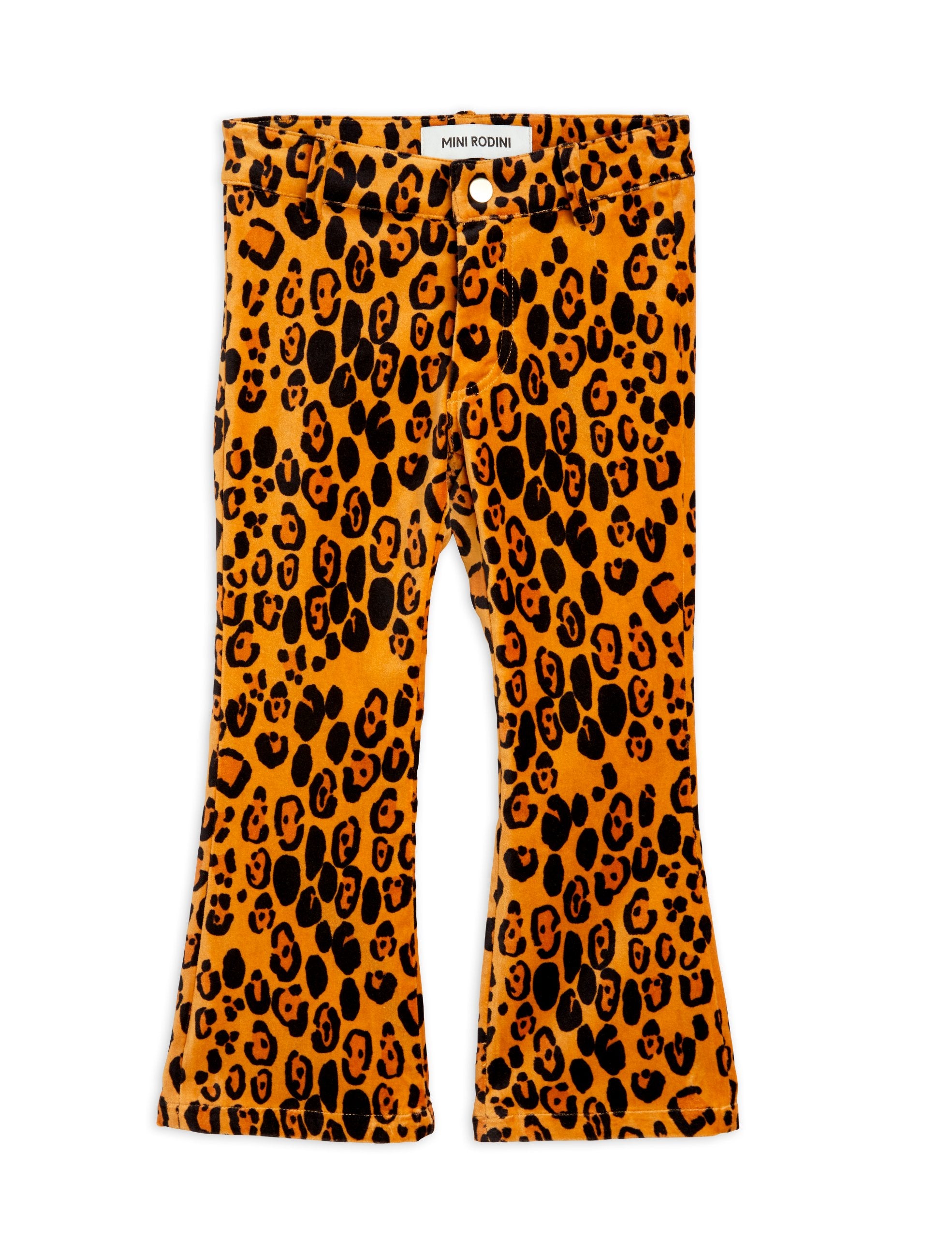 Leopard velvet flared trousers