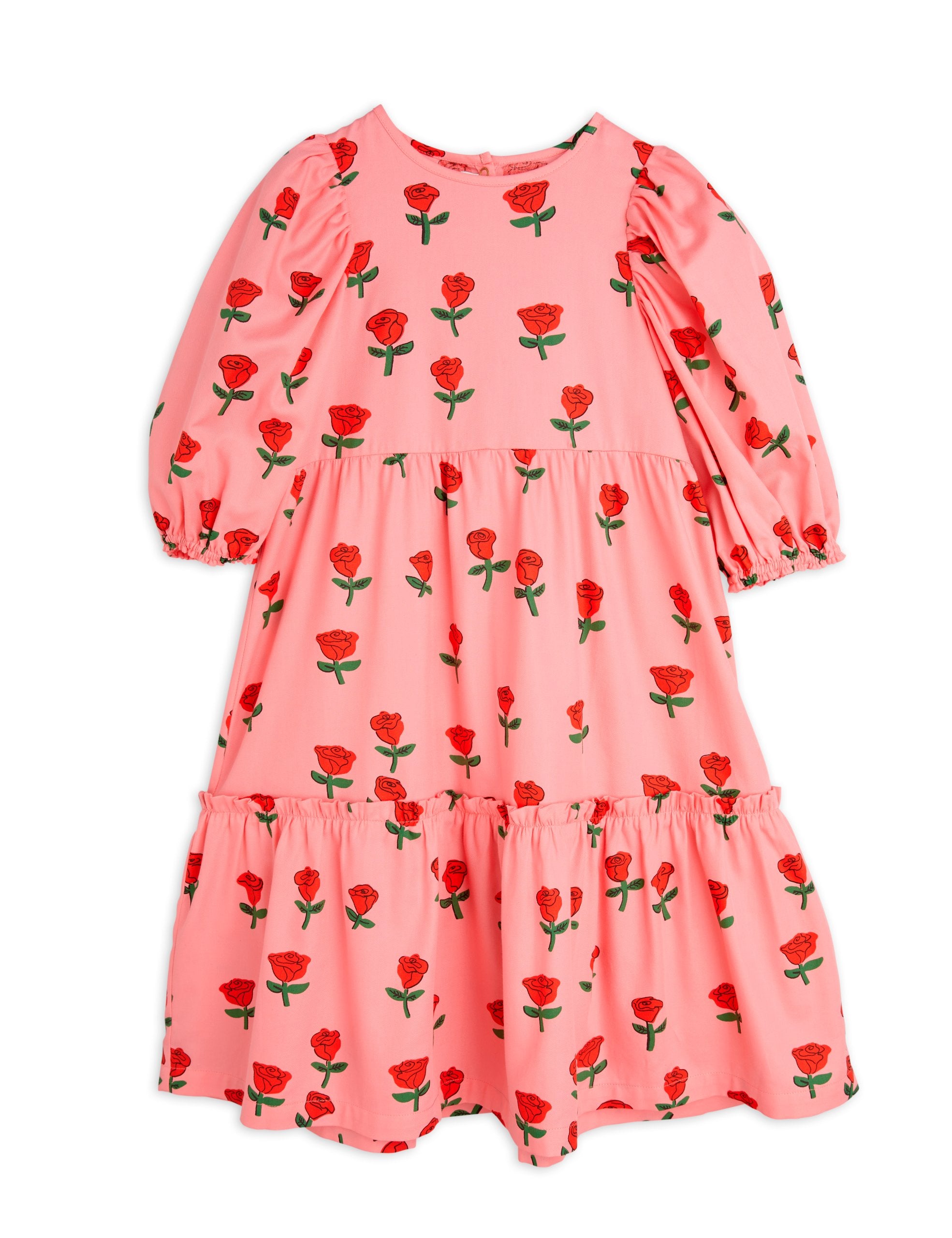 Roses all over print woven puff sleeve dress - BIG & BELG