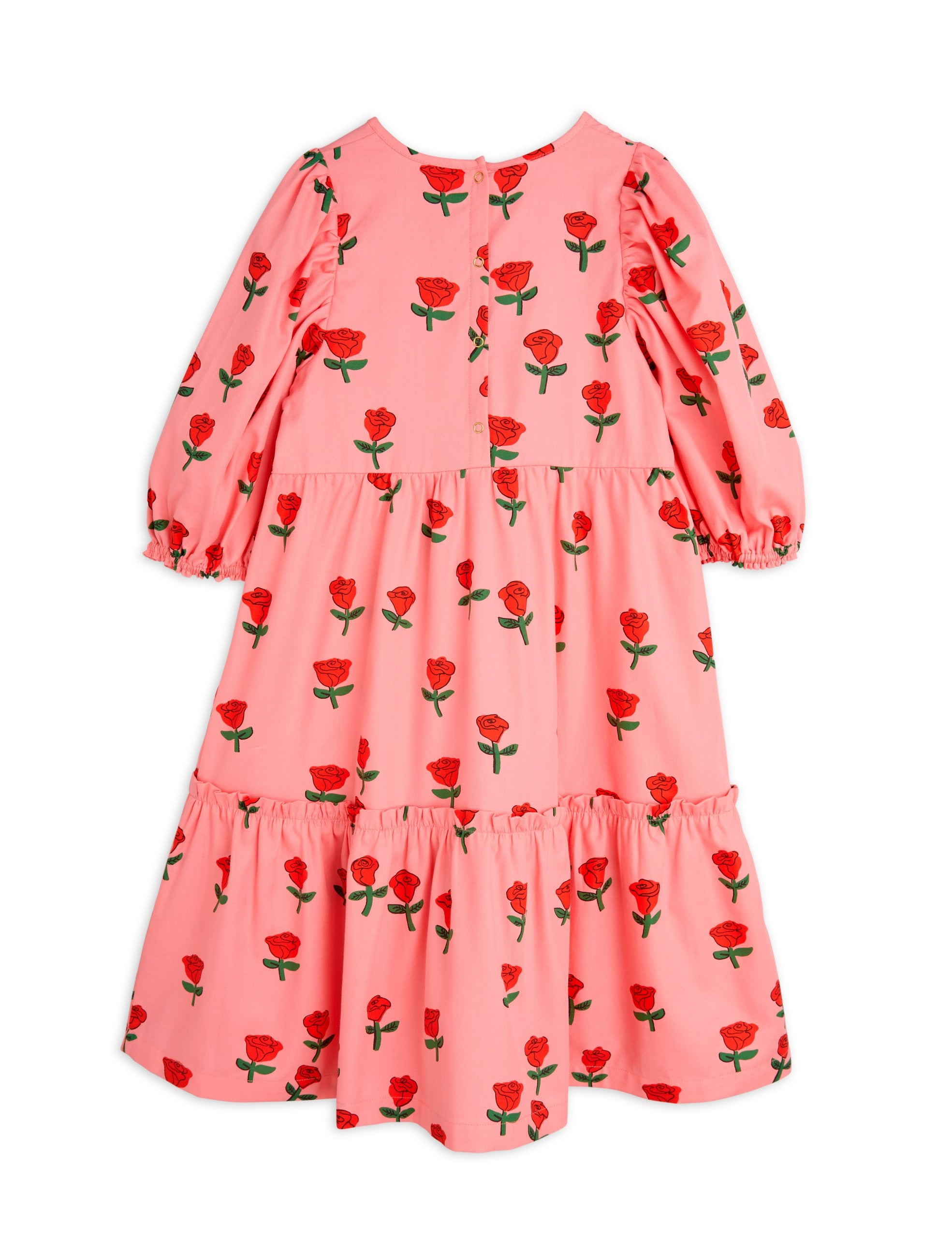 Roses all over print woven puff sleeve dress - BIG & BELG