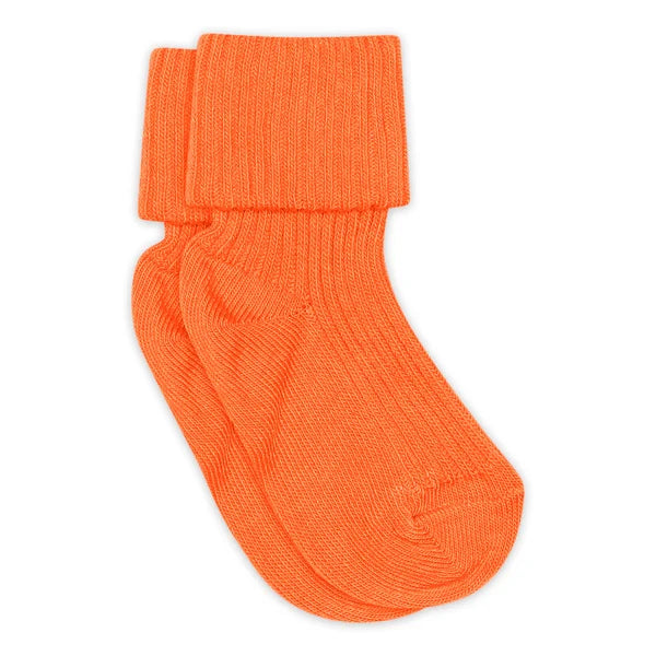Cotton rib baby socks - Celosia Orange