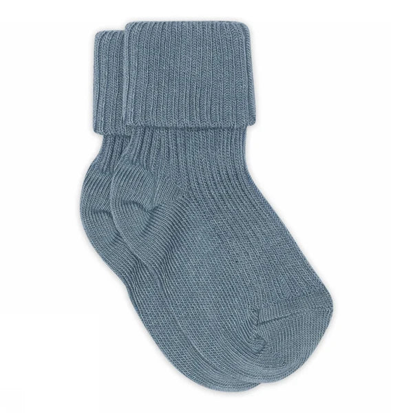 Cotton rib baby socks - Provincial Blue