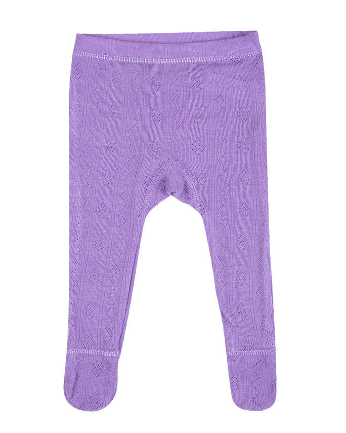 Leggings with foot Merino wool and Silk - Ajour Purple