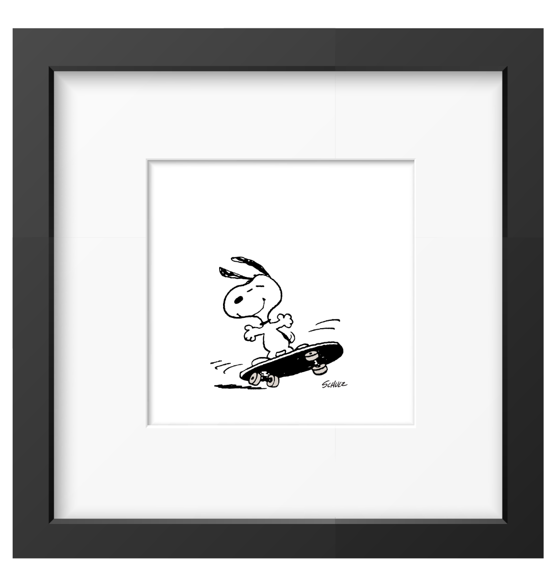 Peanuts Skateboard Framed Print Handmade