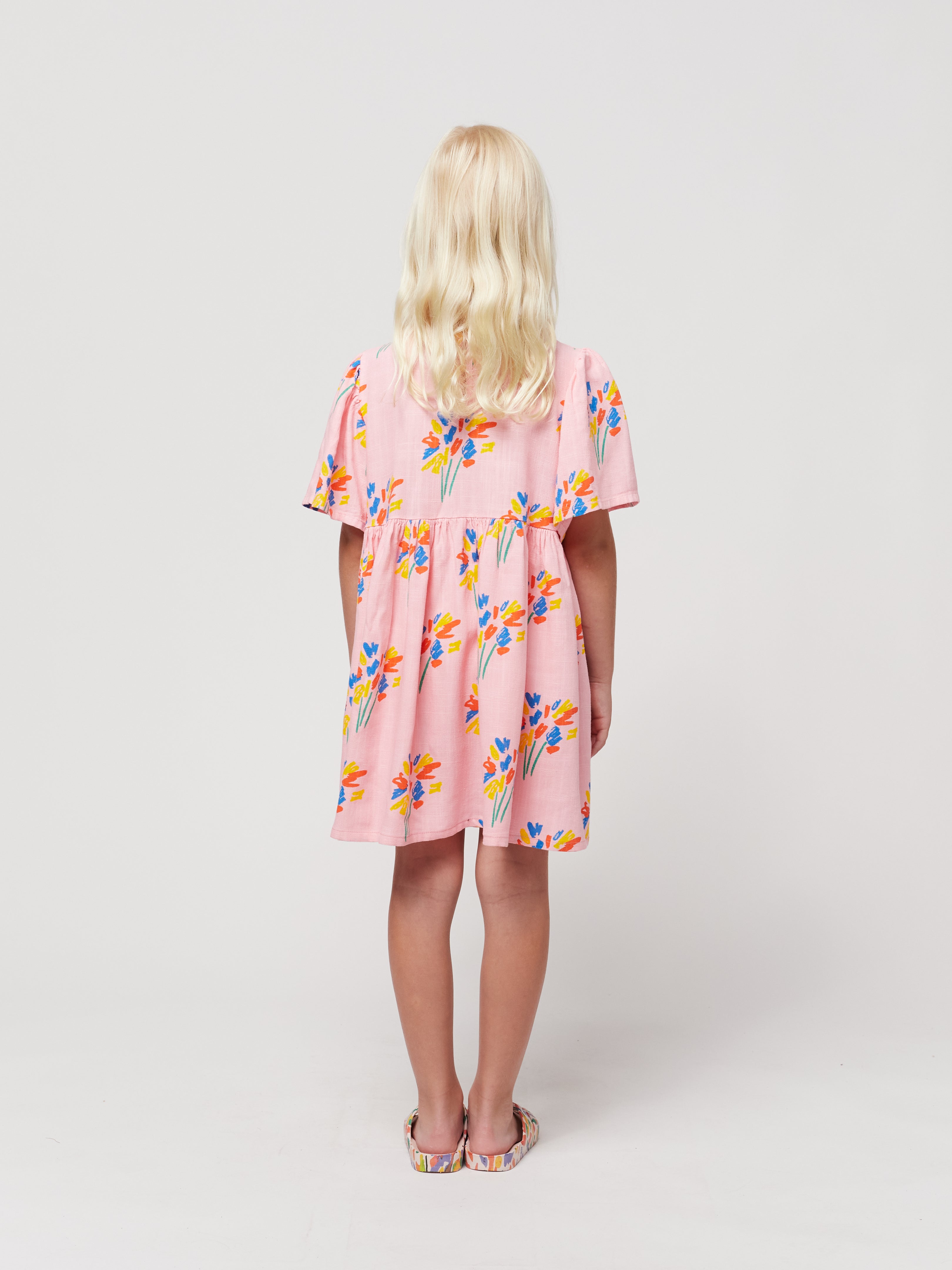 Fireworks all over flounce sleeves woven dress