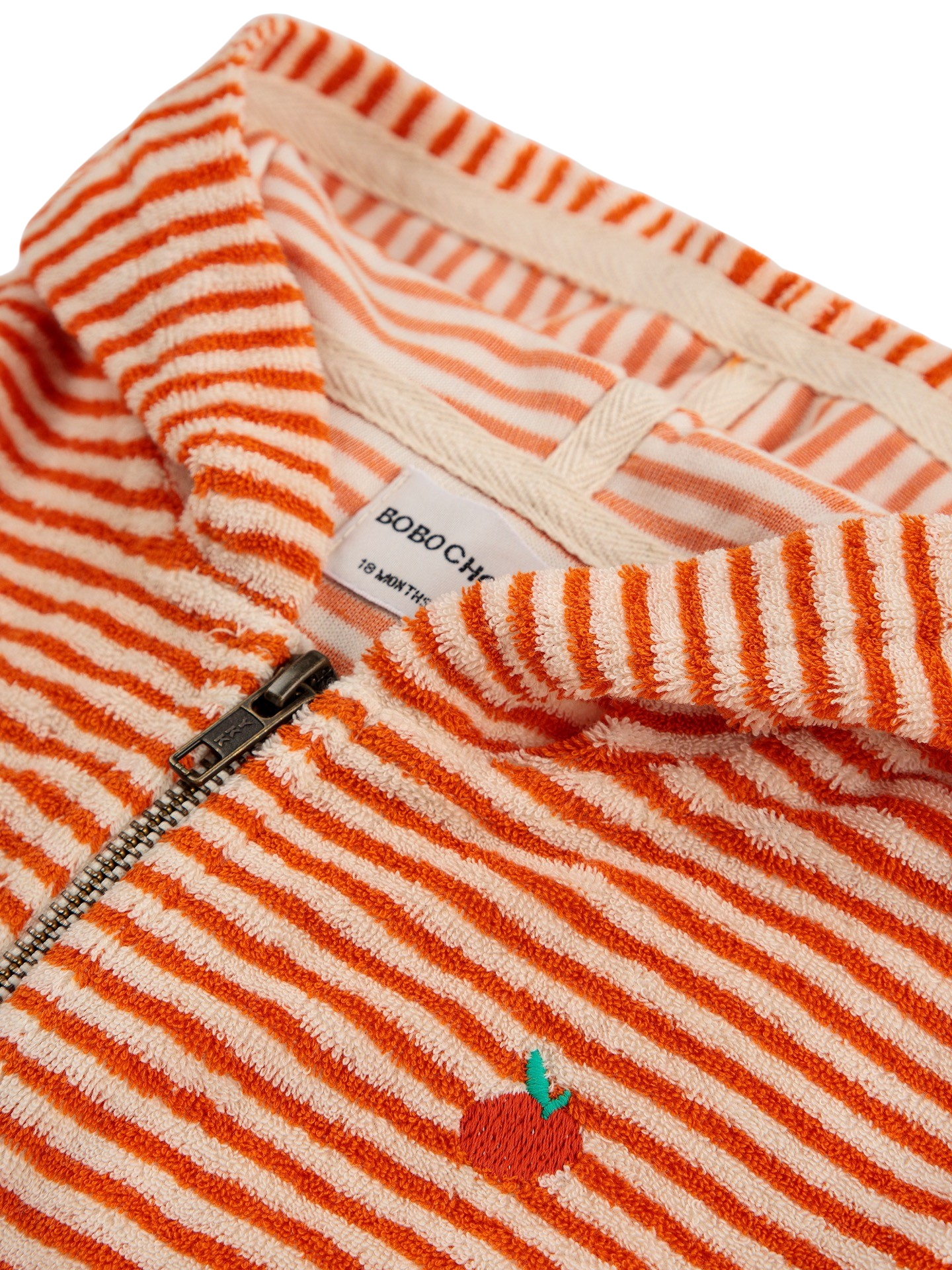 Baby Orange Stripes terry zipped hoodie