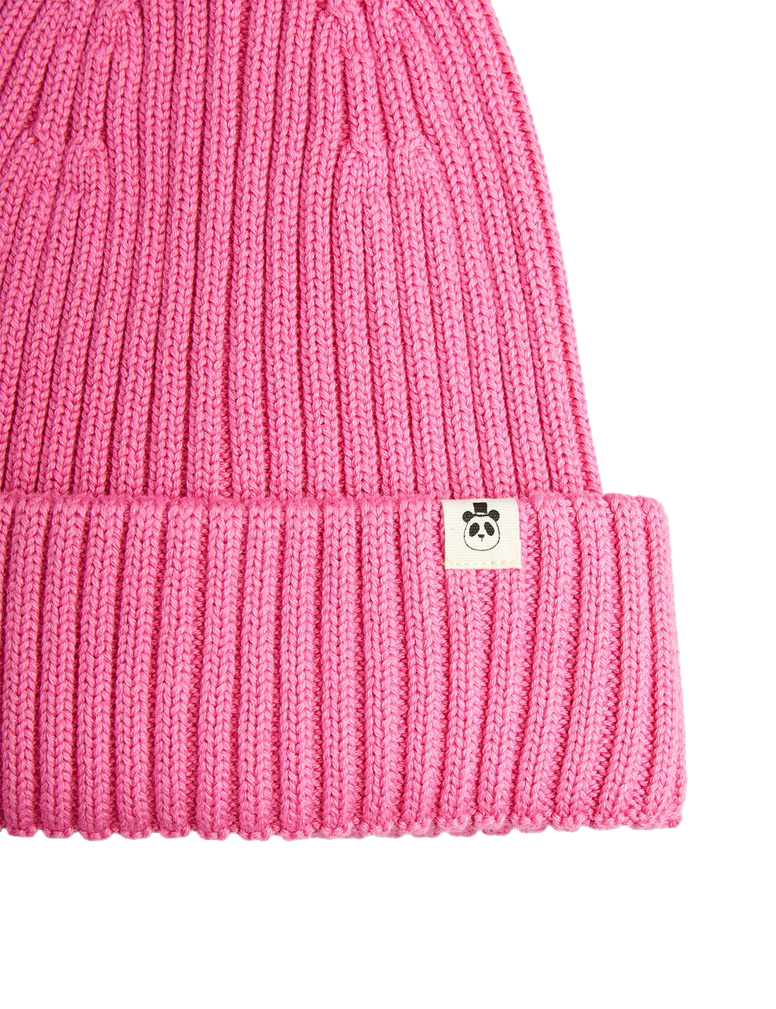 Knitted rib fold up hat pink - BIG & BELG