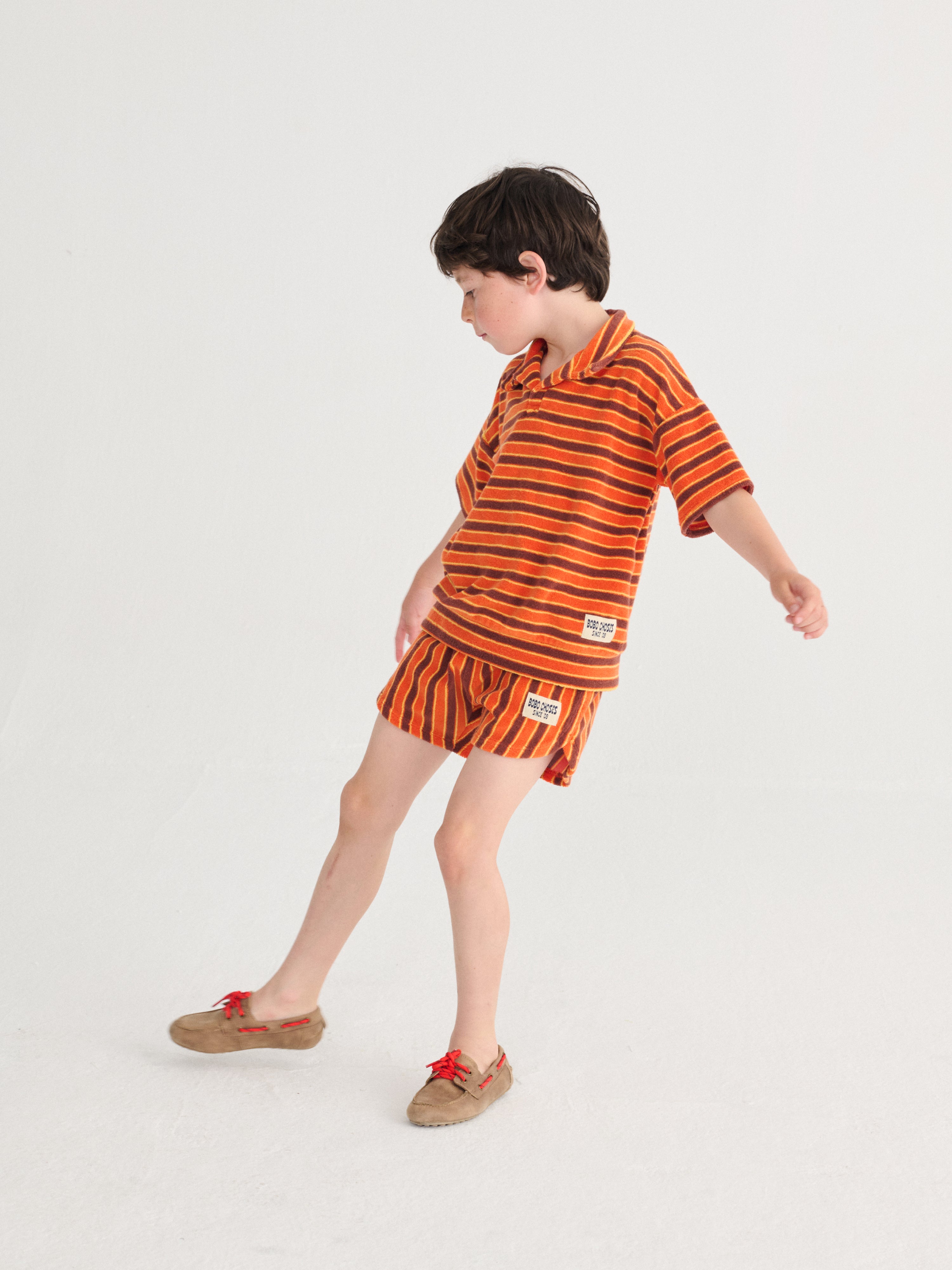 Striped Brick terry cloth shorts kids - BIG & BELG