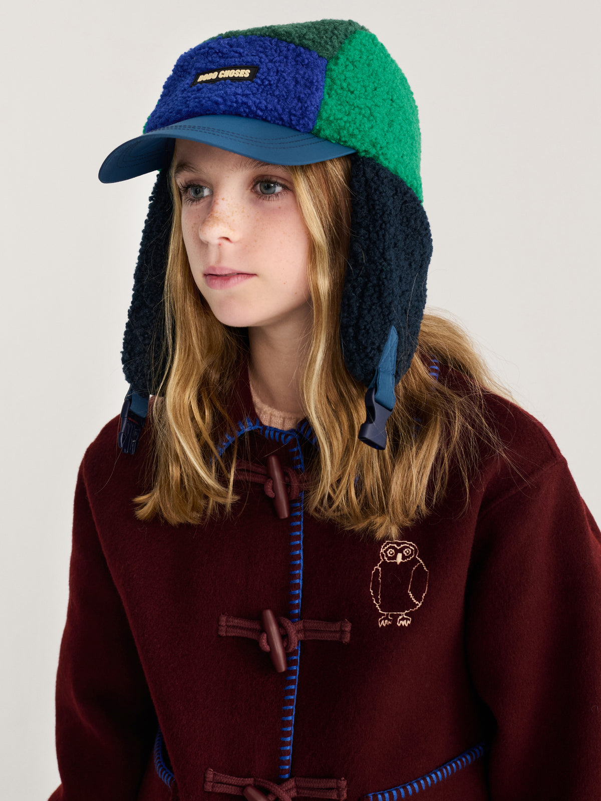 Bobo Choses color block sheepskin chapka navy