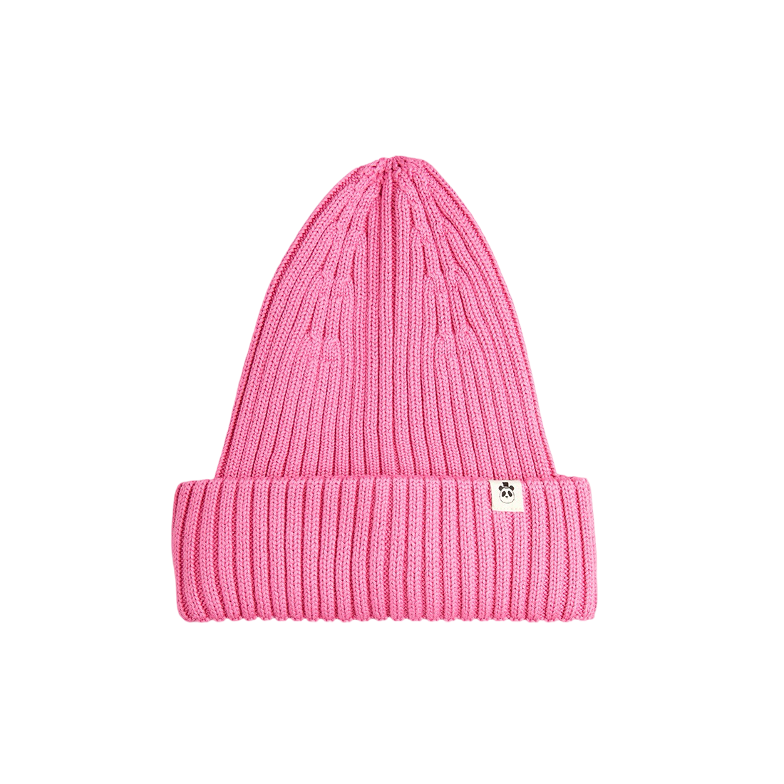 Knitted rib fold up hat pink - BIG & BELG