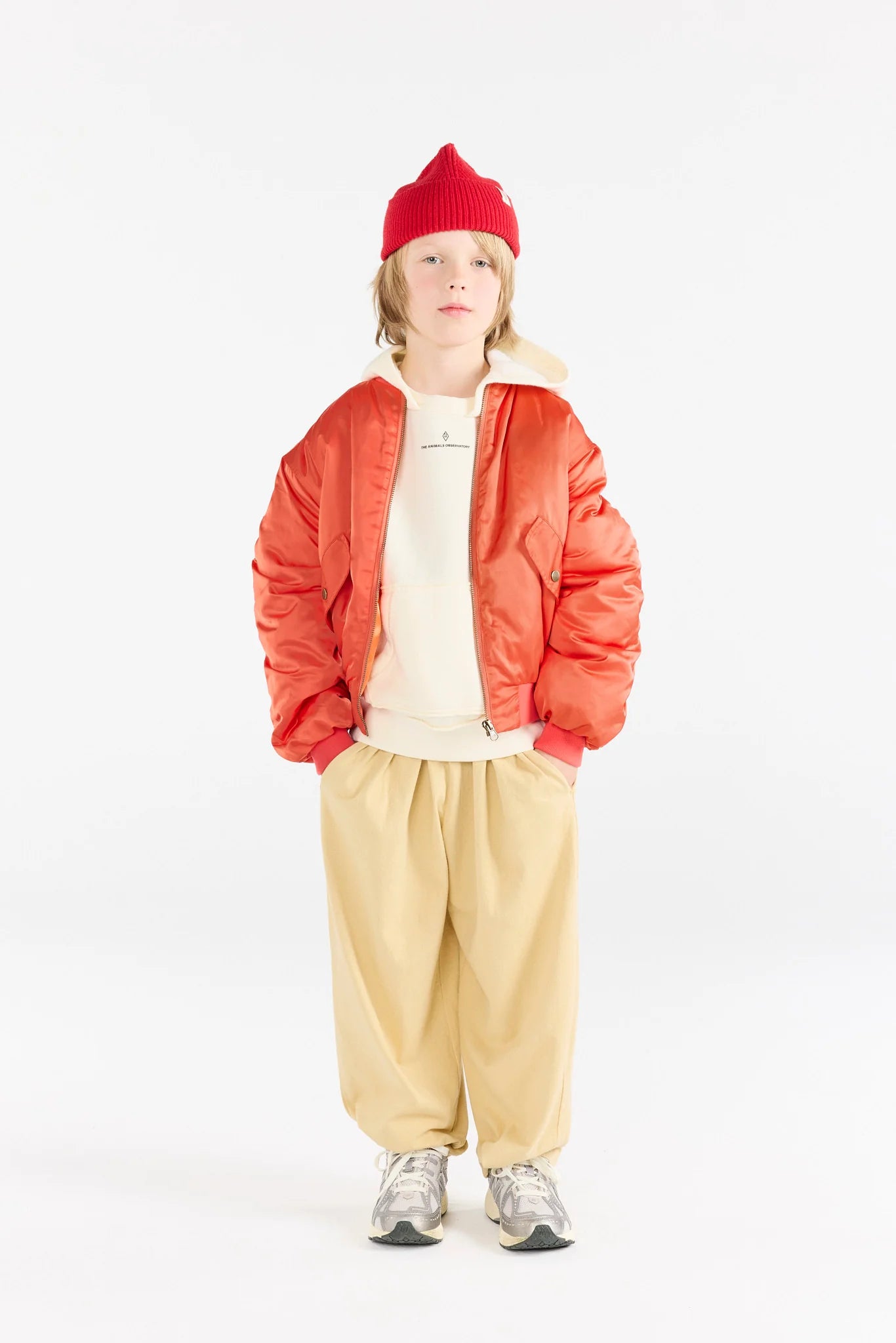 PANDA KID BOMBER JACKET FIG RED - BIG & BELG
