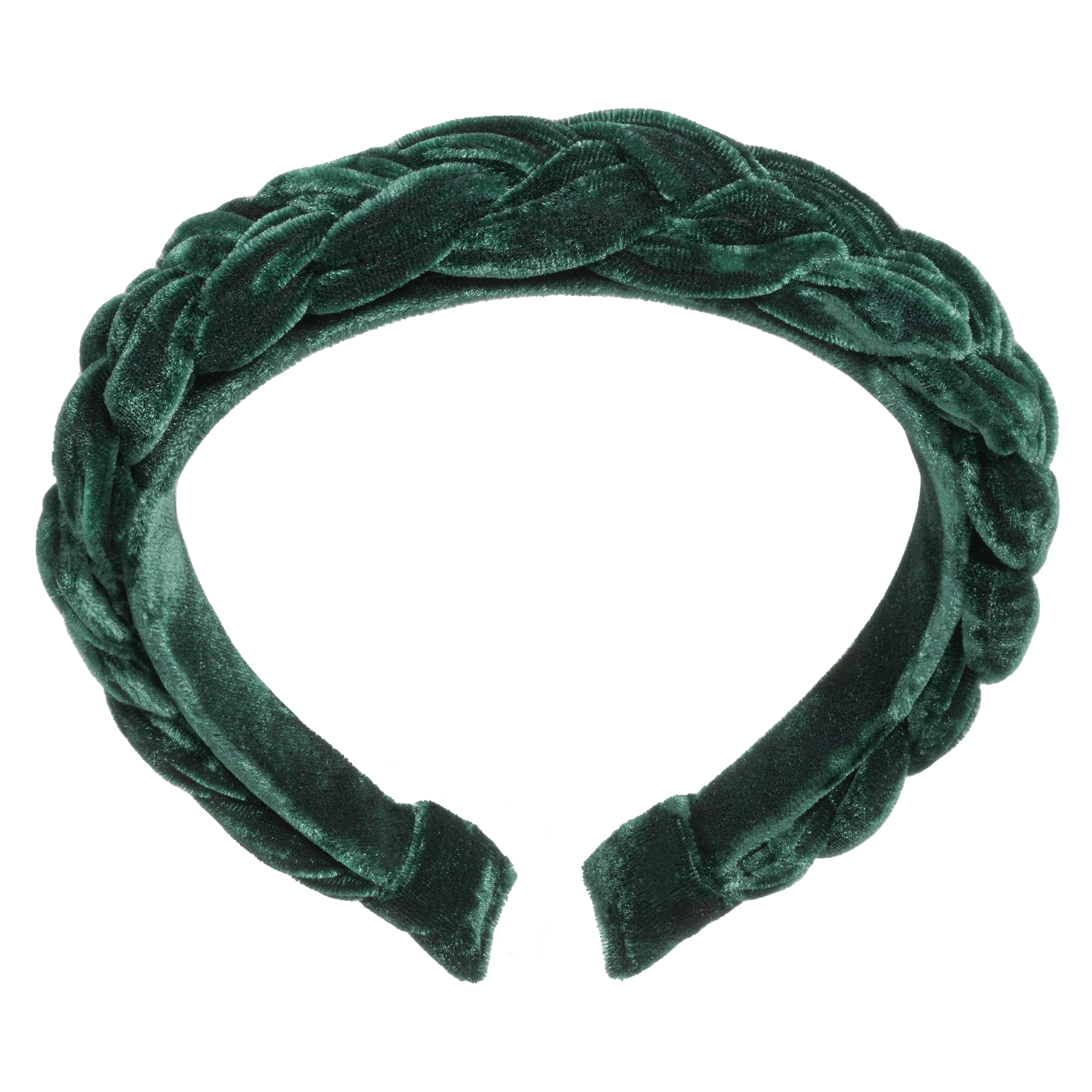 Hairband braided Silk Velvet Green