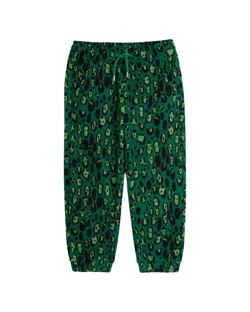Leopard fleece trousers green