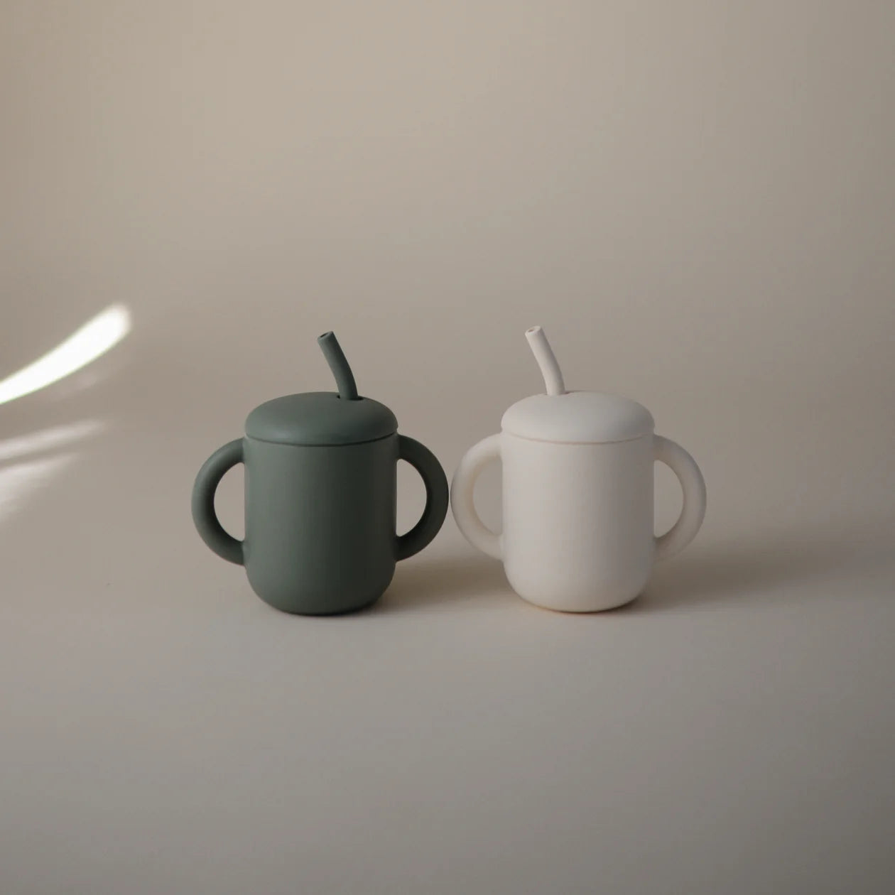 Silicone Training Cup + Straw - dried thyme