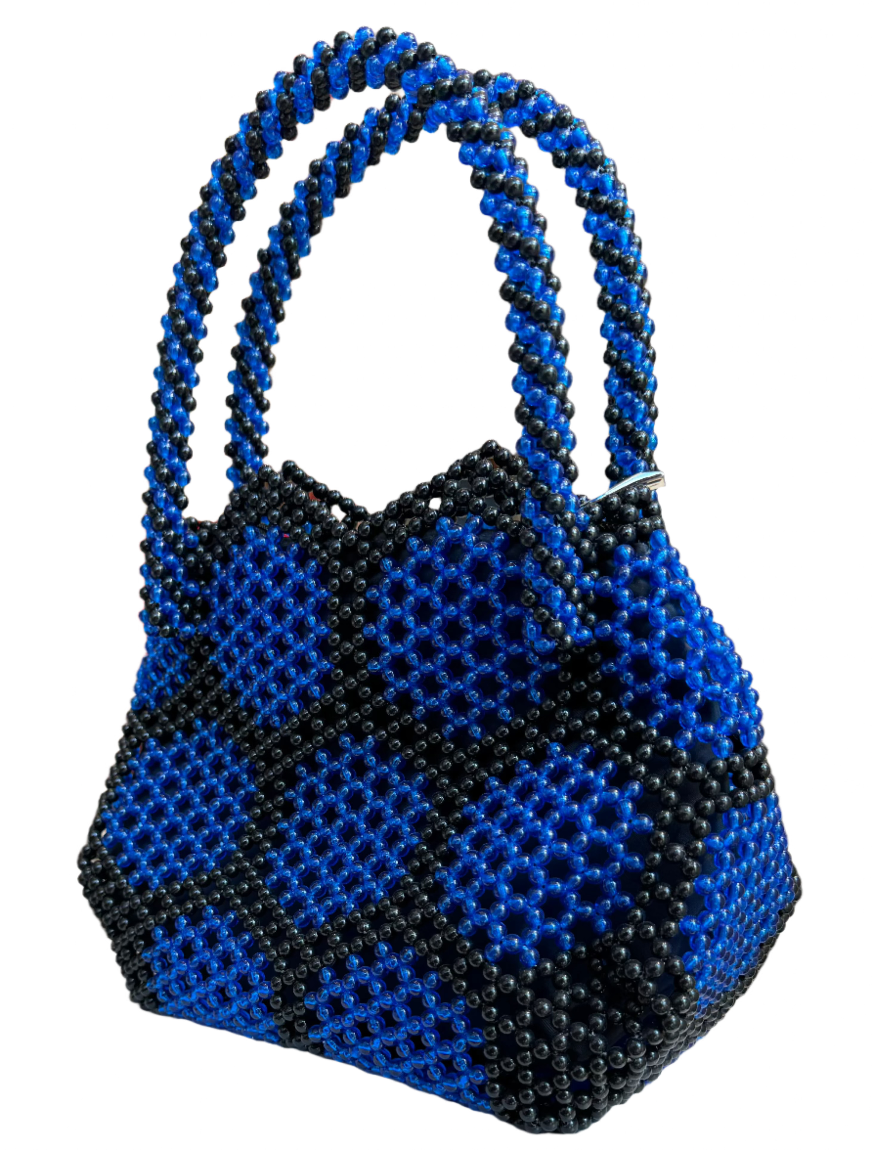 Recycled Beaded Tote Bag Blue