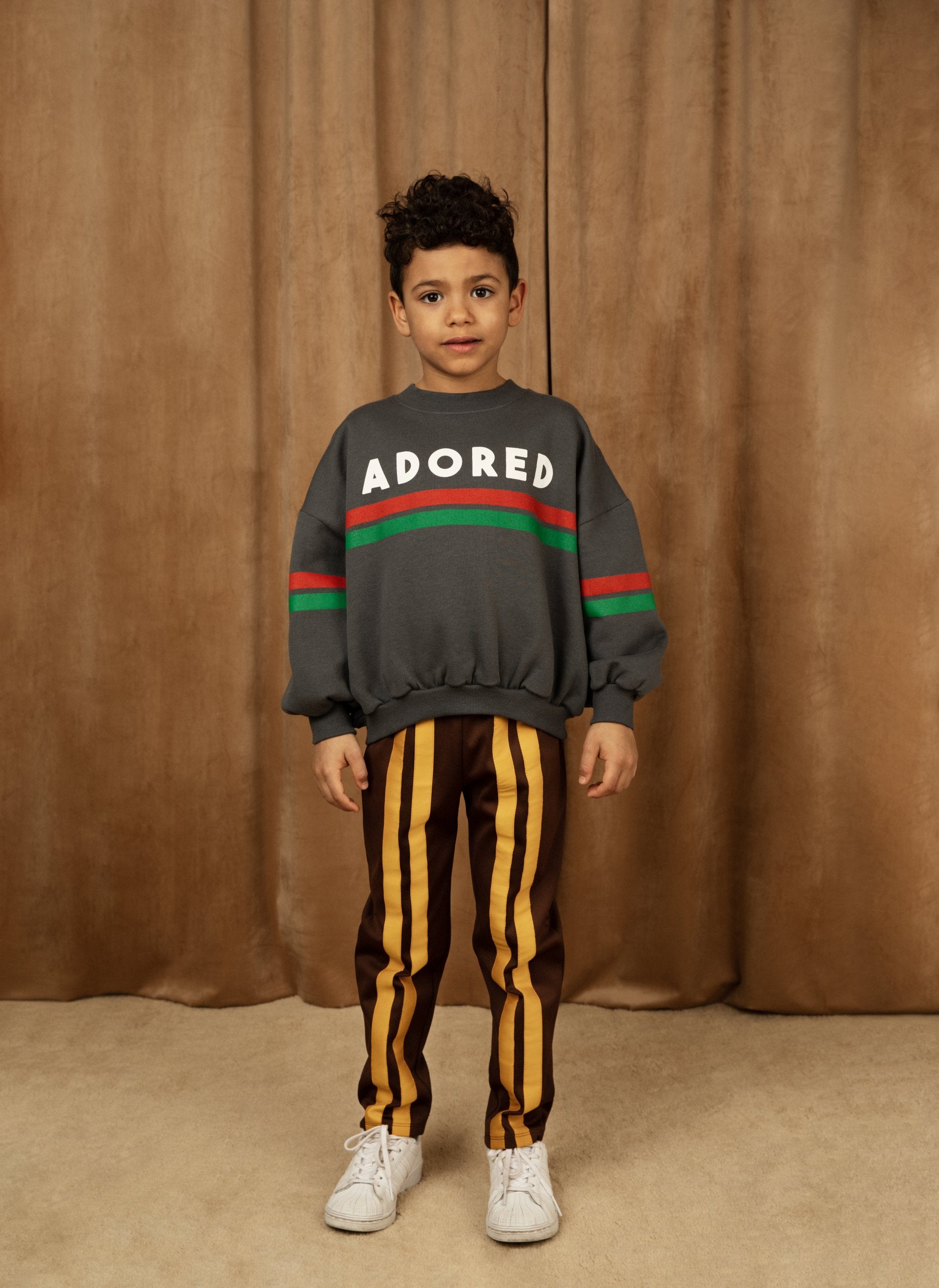 ADORED SP SWEATSHIRT - Mini Rodini sweater in black with ADORED written across the front with red and green stripes