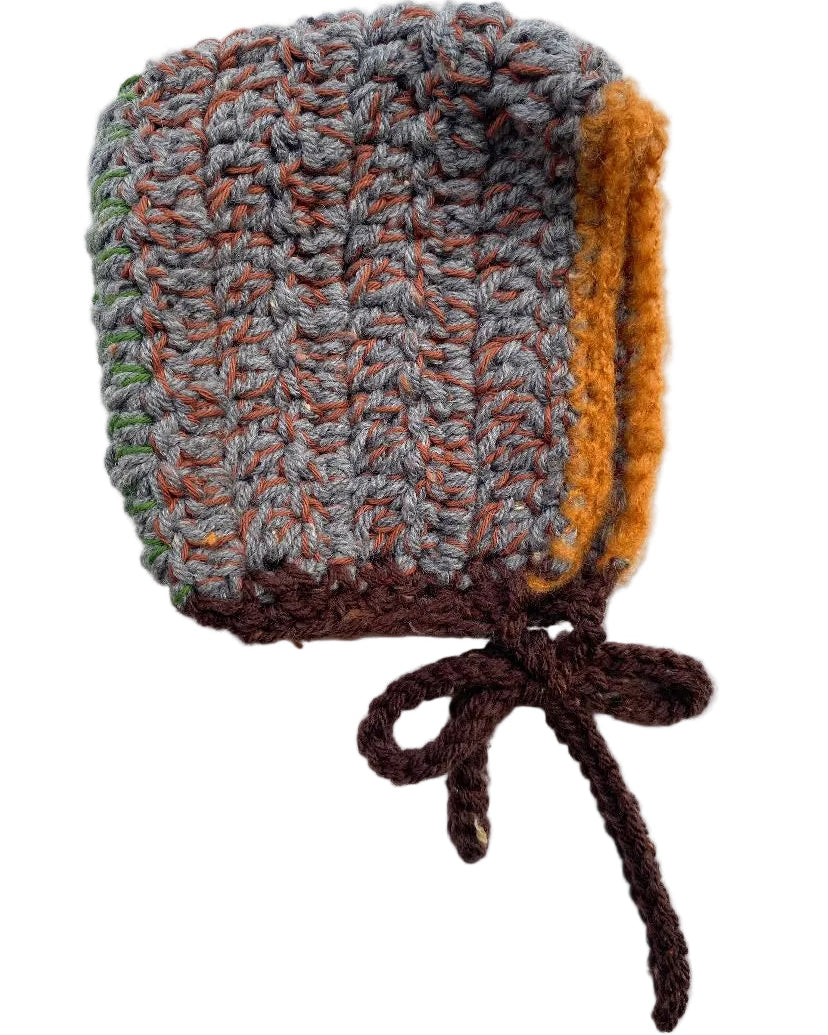 Handcrafted crochet helmet Grey/Brown