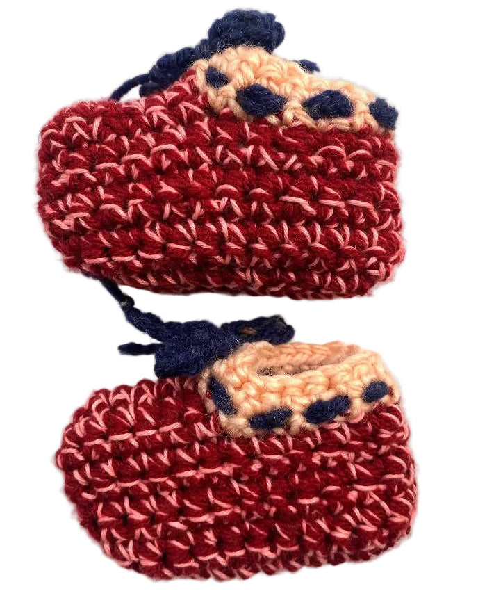Handcrafted crochet baby booties Red